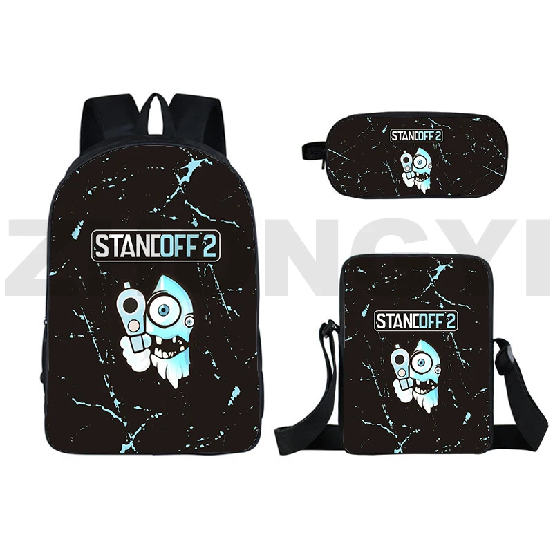 Funny Standoff 2 School Backpack 3D Cartoon Printing Assault Game Book Bag 3 In 1 Hiking Trekking Satchel Sports Shoulder Bag