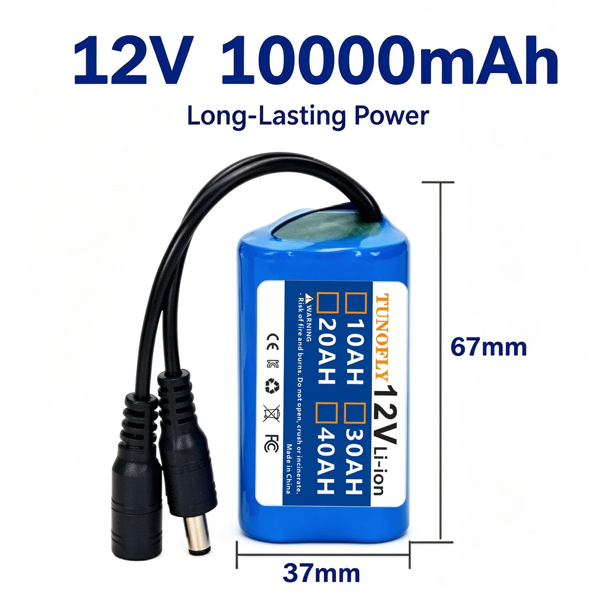 Built-in PCB 12V 3S1P 18650 Li-ion Battery Pack with DC  Output & Charger for LED Strip CCTV Camera Monitor Sensor