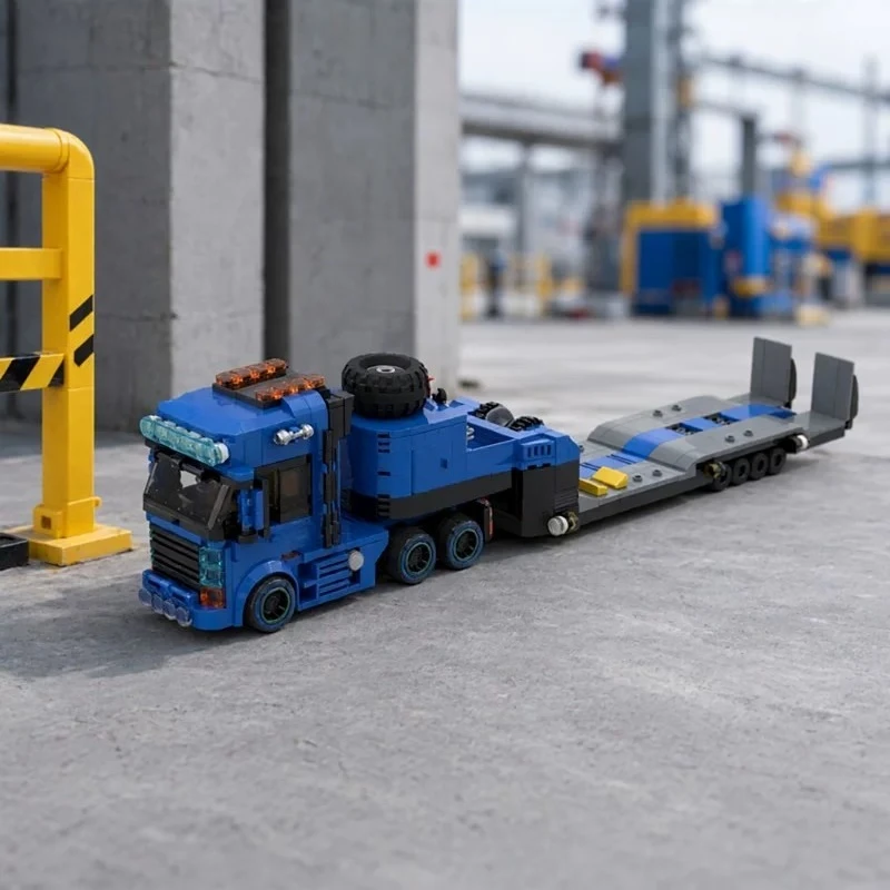 moc-creative-blue-flat-trailer-high-difficulty-heavy-truck-building-block-model-adult-puzzle-assembly-toy-birthday-gift-ornament