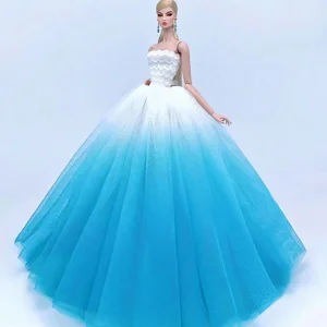 باربي دمية غطاء الزفاف التبعي الأميرة الزي فستان الزفاف مع ثقب زخرفة المنزل ولعب الأطفال أفضل 10 مبيعات جسم باربي المفصلي - No9