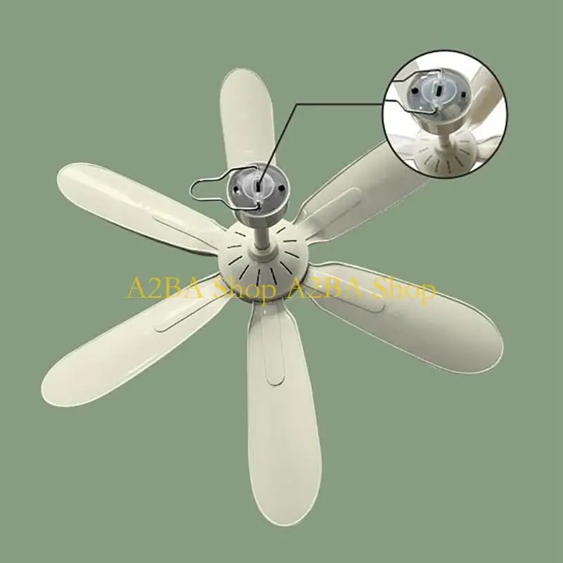 A2BA USB Remote Controls Hanging Fan With 6 Speed Setting Timer Feature For Bedside Camping