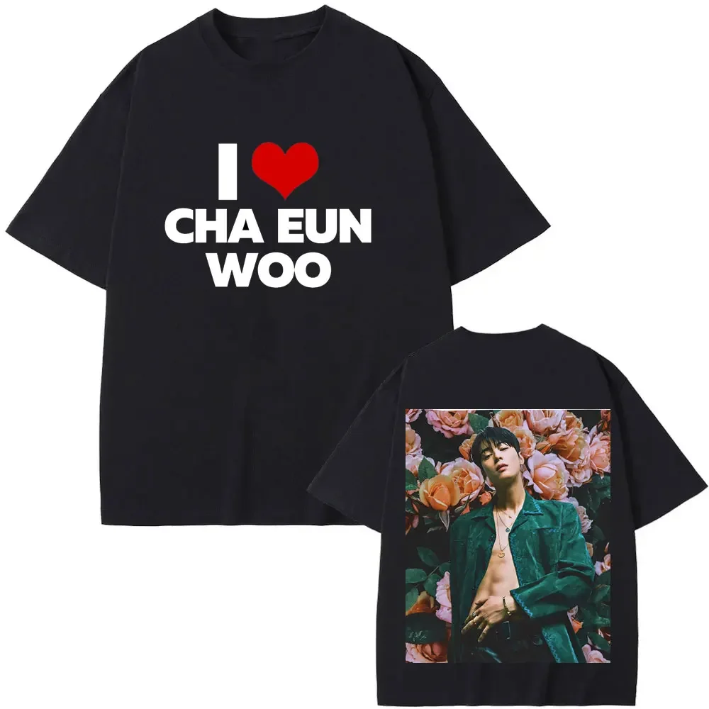 Cha Eun Woo Graphic Shirt Fans Gift Ideas for Fan Harajuku Kpop Sportswear Man Goth Clothes Streetwear Tops Y2k Women's T-shirts