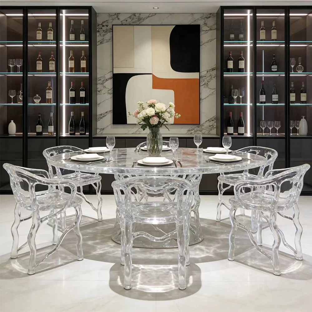 #Modern Luxury Resin Chair Crystal Transparent High End Wedding Event Hotel Dining Designer Furniture