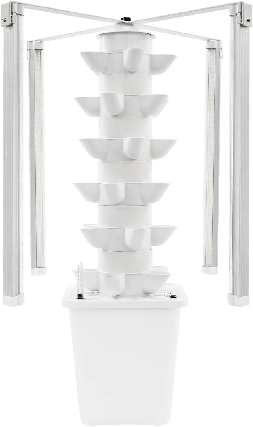 Hydroponic Grow Tower with 4 Led Light , 6 Tiers 30 Plant Sites for Garden, Office, Balcony (White)