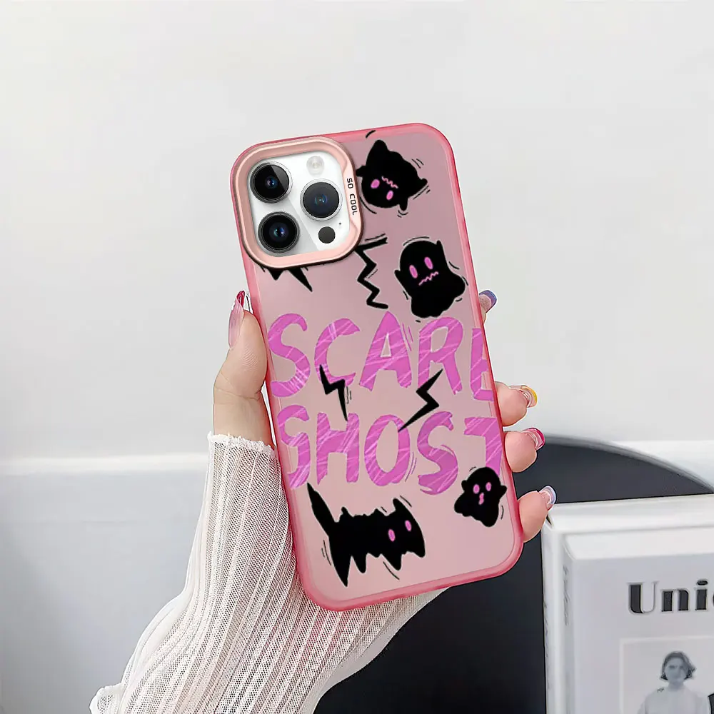 Halloween Scare Ghost Cat Phone Case for iPhone 12 11 13 14 15 16 Pro Plus IMD Plating Cover