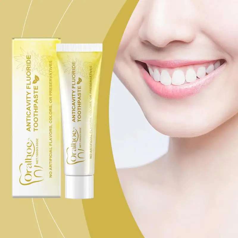 Fresh Fruit Scent Pineapple Toothpaste Mild Stain Removal Formula Whitening Teeth Protect Gums Daily Oral Cleaning