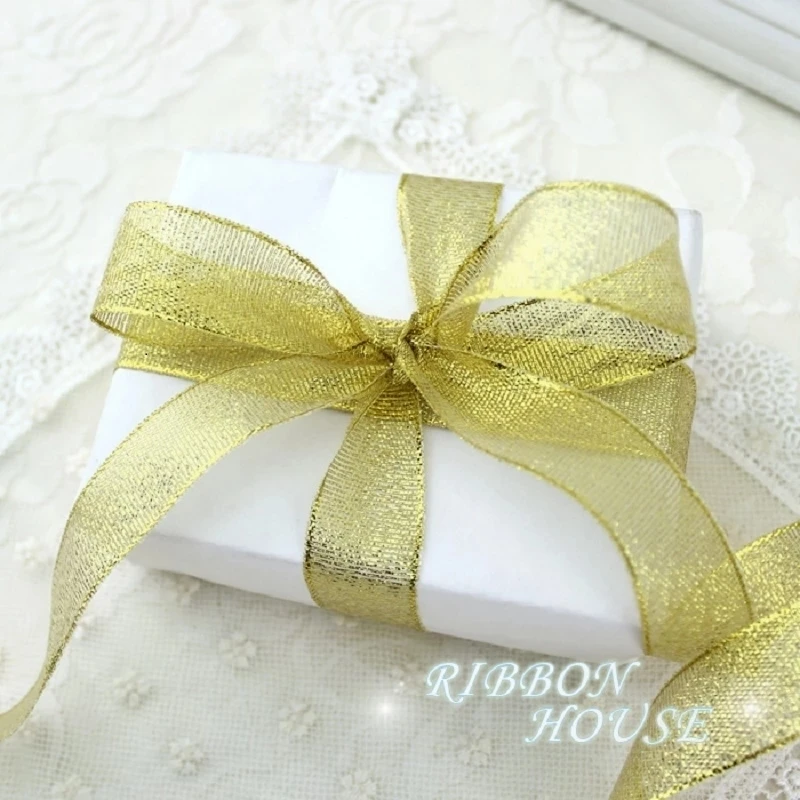 (25 Yards/roll) nastro per confezione regalo in oro e argento nastri lucidi da sposa di alta qualità fatti a mano fai-da-te