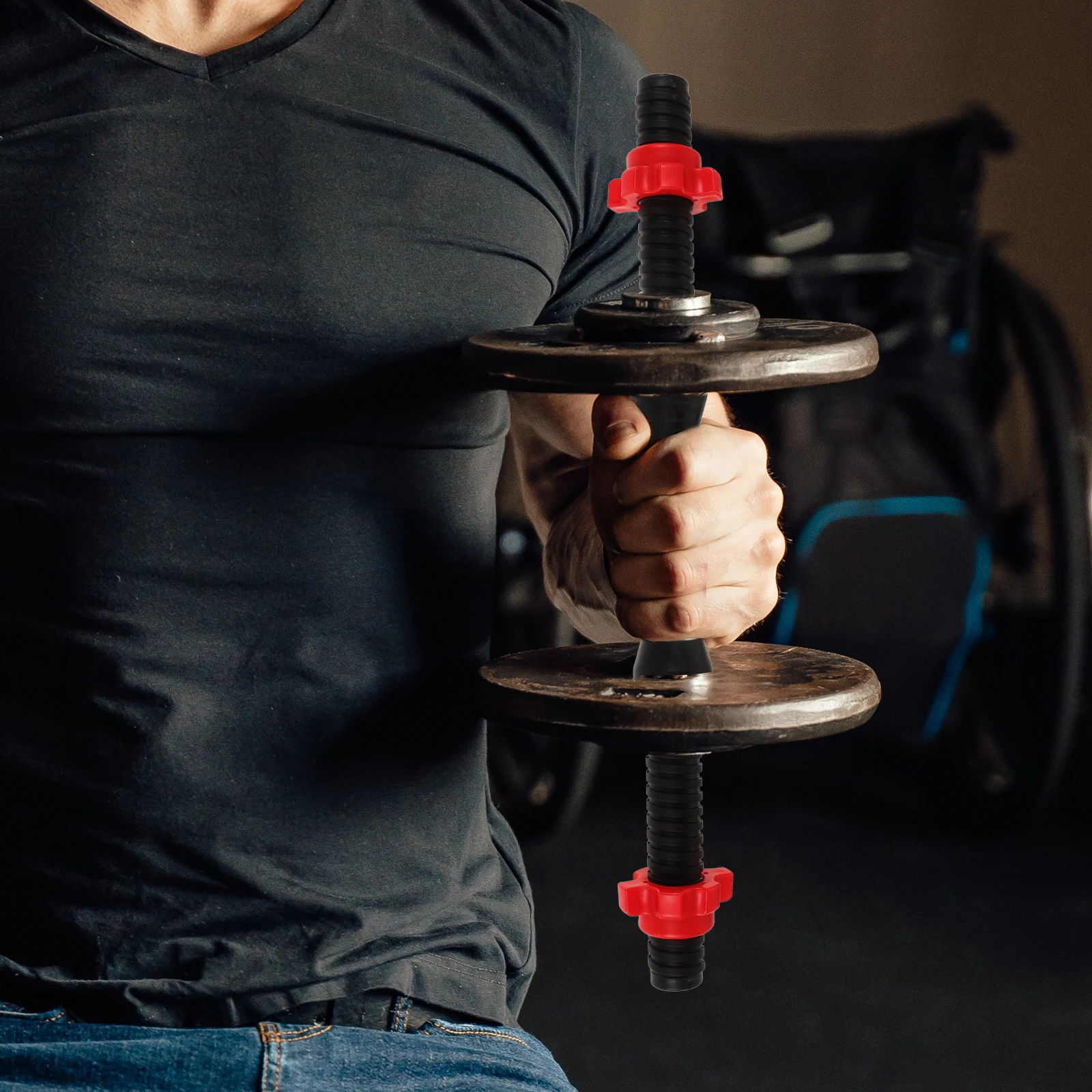 

2pcs Dumbbell Handles Steel Knurled Grip Home Gym Workout Fitness Weight Lifting Adjustable Spinlock Collar Barbells