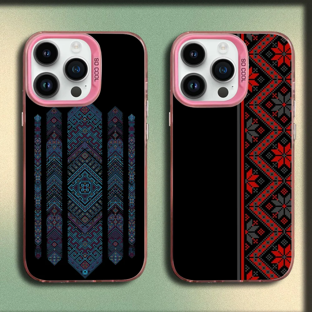 

Ukraine Ornament pattern Phone Case For iPhone 16,15,14,13,12,11,Mini,Pro,MAX Pink Matte Silicone Cover