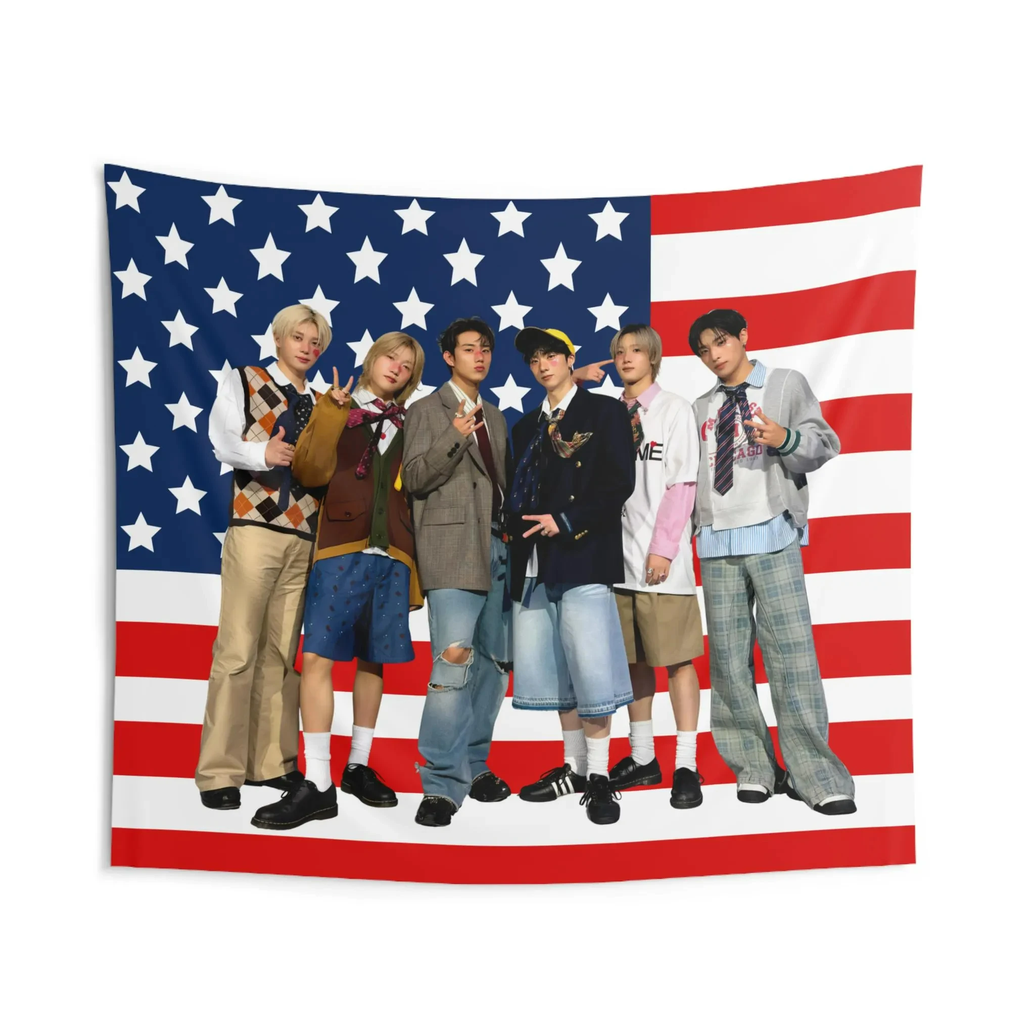 P1Harmony أعضاء كتي العلم الأمريكي الحفل راية العلم جولة 2025 ديكور غرفة الديكور هدية غرفة نوم نسيج الجدار
