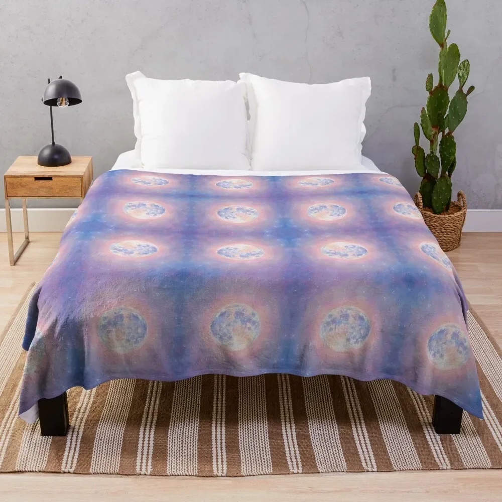 

dreaming moons Throw Blanket Flannel Fabric Picnic Blankets