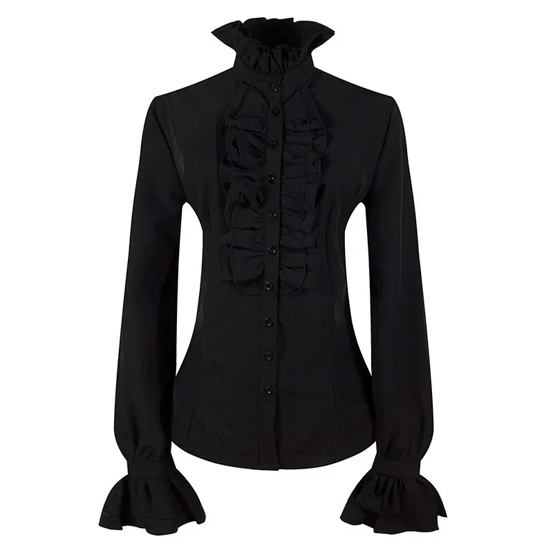 

New Women's Pleated Shirt Medieval Clothing Steampunk Victorian Top