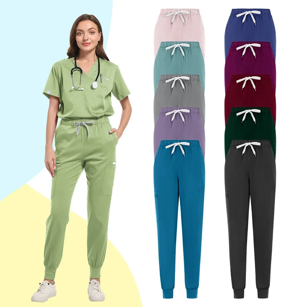 

Multicolor Scrubs Uniform Short Sleeve Tops+Pants Nursing Women Pet Shop Doctor Medical Surgery Workwear Set