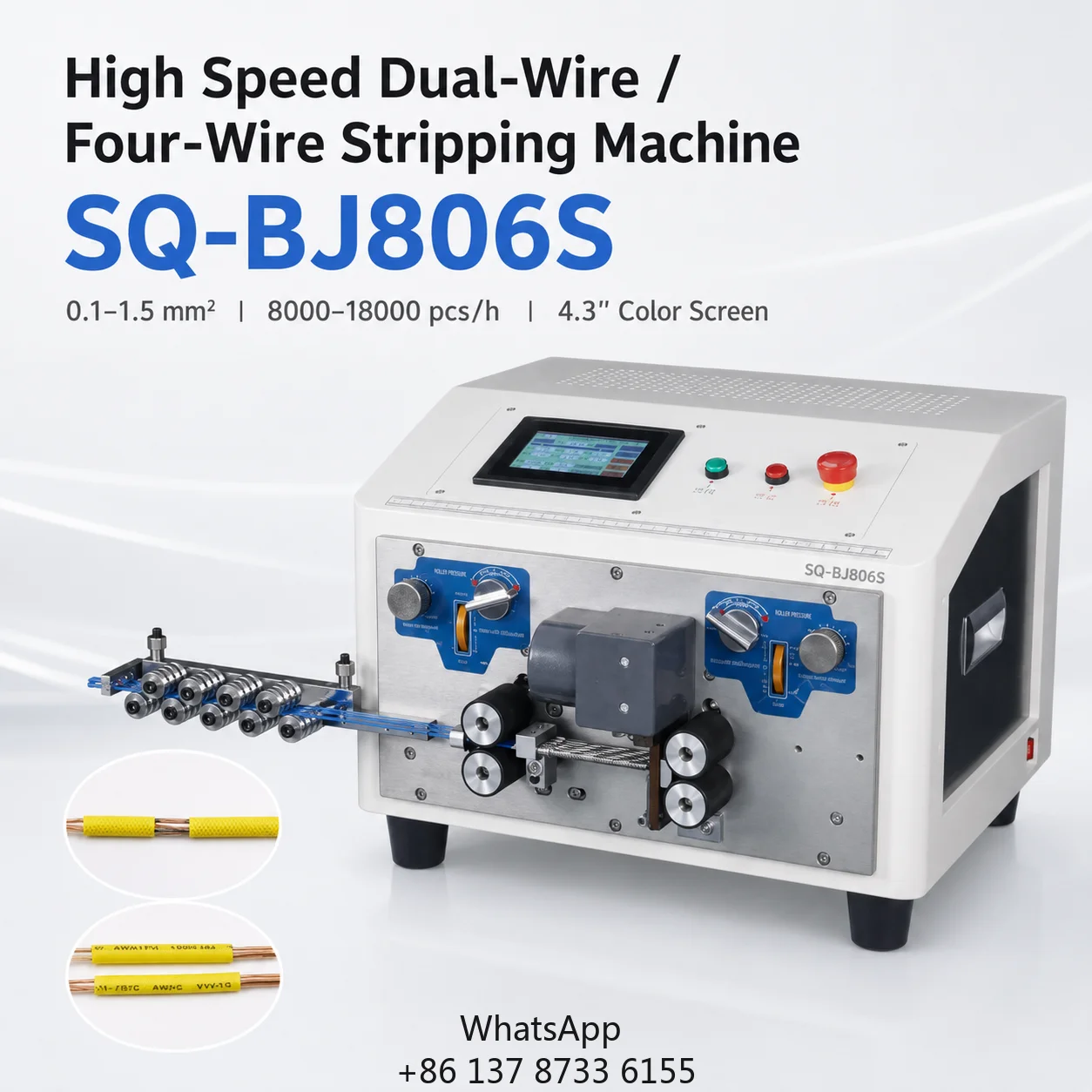 High Speed Automatic 4-Wire Cutting Stripping Machine 0.1-1.5 Mm 16-Section Stripping Tungsten Steel Blades Small Cable Wire