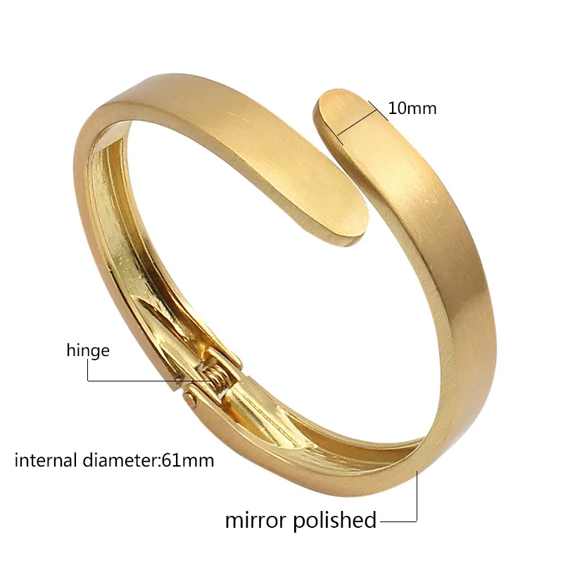 3 Color Classic Punk Harajuku Gold Silver color Black Narrow Side Bracelet Bracciali Donna Bangle For Women