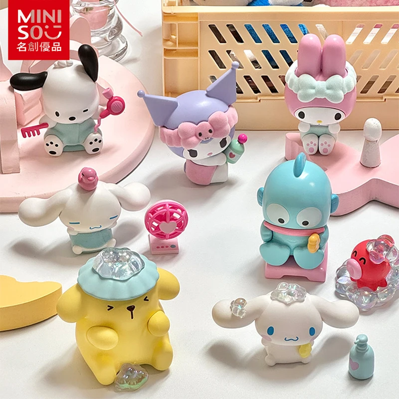 Miniso Mingchuang Youpin Sanrio 캐릭터 시리즈, 샤워 타임 블라인드 박스 장식, 트렌디 모델 장난감, 깜짝 어린이 귀여운 선물