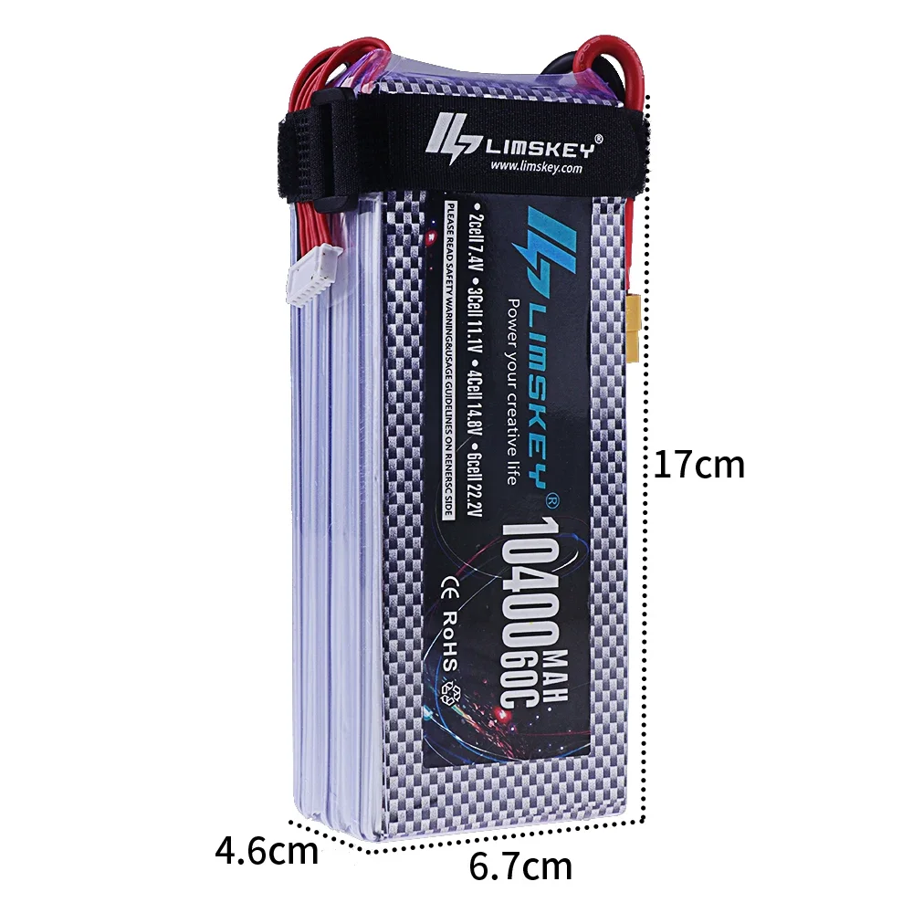 1PCS 6S 10400mAh Lipo Battery 22.2V 60C for RC Airplane RC Model Vehicle Car Drone FPV Model Racing Truck