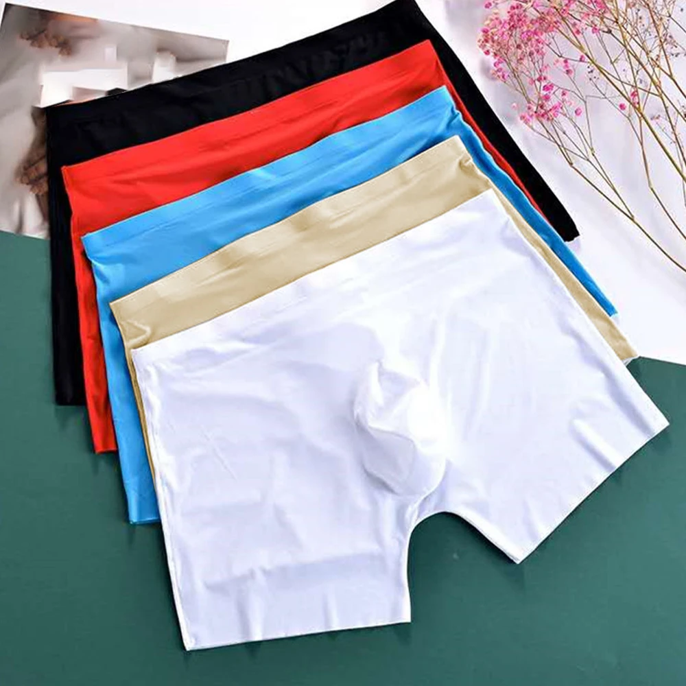 

1pc Mens Ice Silk U Convex Pouch Boxers Shorts Ultrathin See Through Underwear Boxer Elastic Breathable Panties