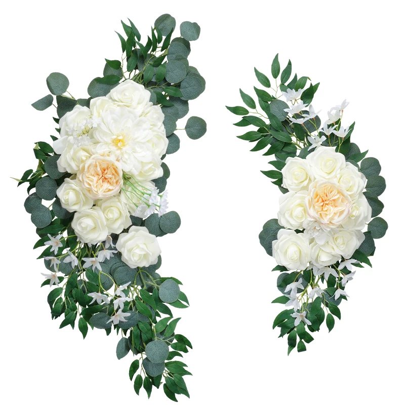 

2Pcs Artificial Flower Swag Floral Swag Garland Wedding Arch Flowers Kit fo Wedding Sign Arrangement Backdrop Wall Room Decor