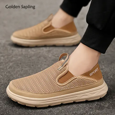 Golden Sapling 남성 캐주얼 신발 패션 여름 로퍼 클래식 야외 트레킹 플랫 편안한 남성 로퍼 여름 모카신