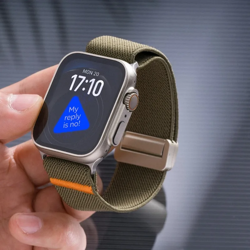 حزام نايلون لسلسلة ساعات أبل 10 46 ملم 42 ملم 45 ملم 41 44 40 سوار ناعم مشبك مغناطيسي لساعة IWatch Ultra 49 ملم 9 7 8 6 54 حزام