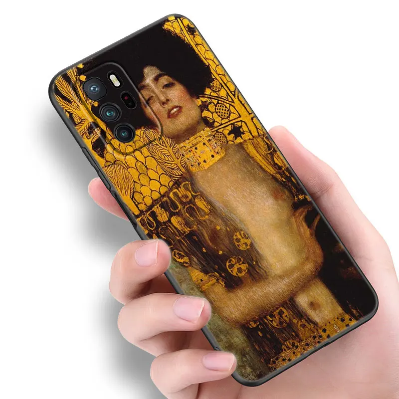 Gustav Klimt Kiss Art Black Silicone Phone Case For Xiaomi Redmi Note 9 10 11 11S 11T 12 13 Pro 5G Plus 9S 10S 12S