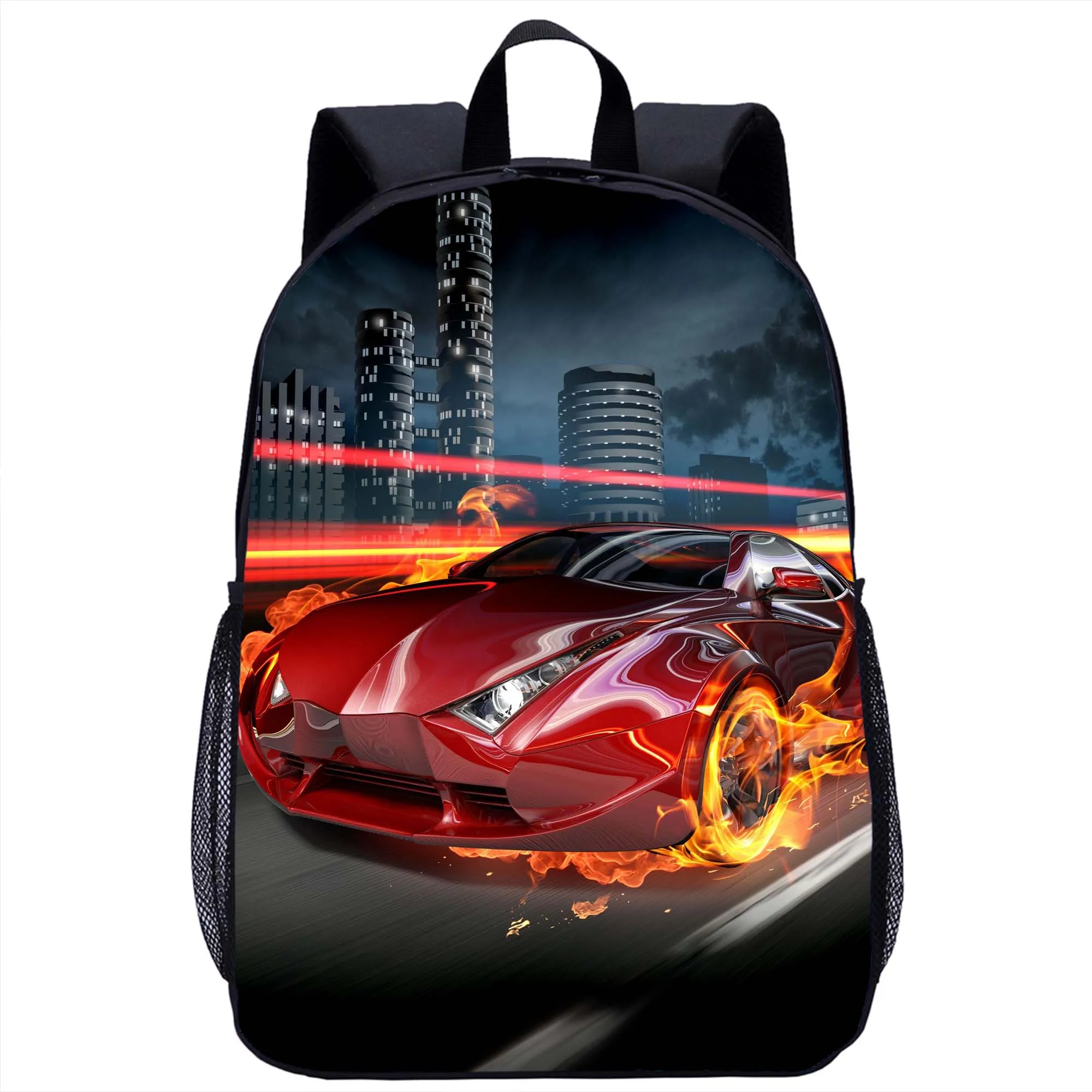 

Creative Retro Flame Car Pattern Backpack Girls Boys Student School Bag Teenager Women Men Travel Rucksacks Casual Backpacks