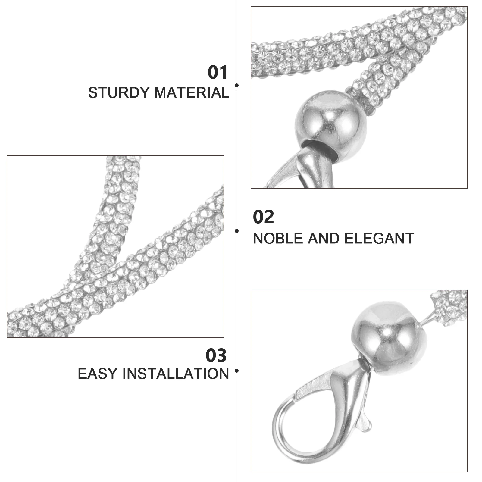 Replacement Bag Chain Handle Strap/Shoulder Durable Handbag Chains Rhinestones Decor Accessories