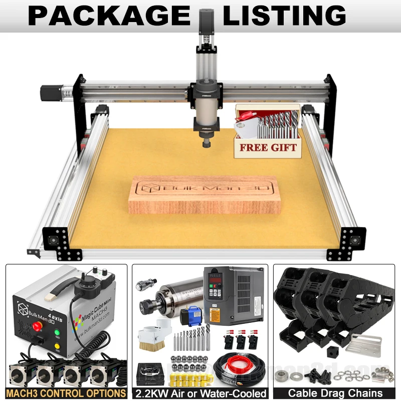 BulkMan3D ULTIMATE Bee CNC Machine Kit Mach3 Control HGR Linear Ball Screws for Metal Wood Engraving Cutting Milling Free Tools