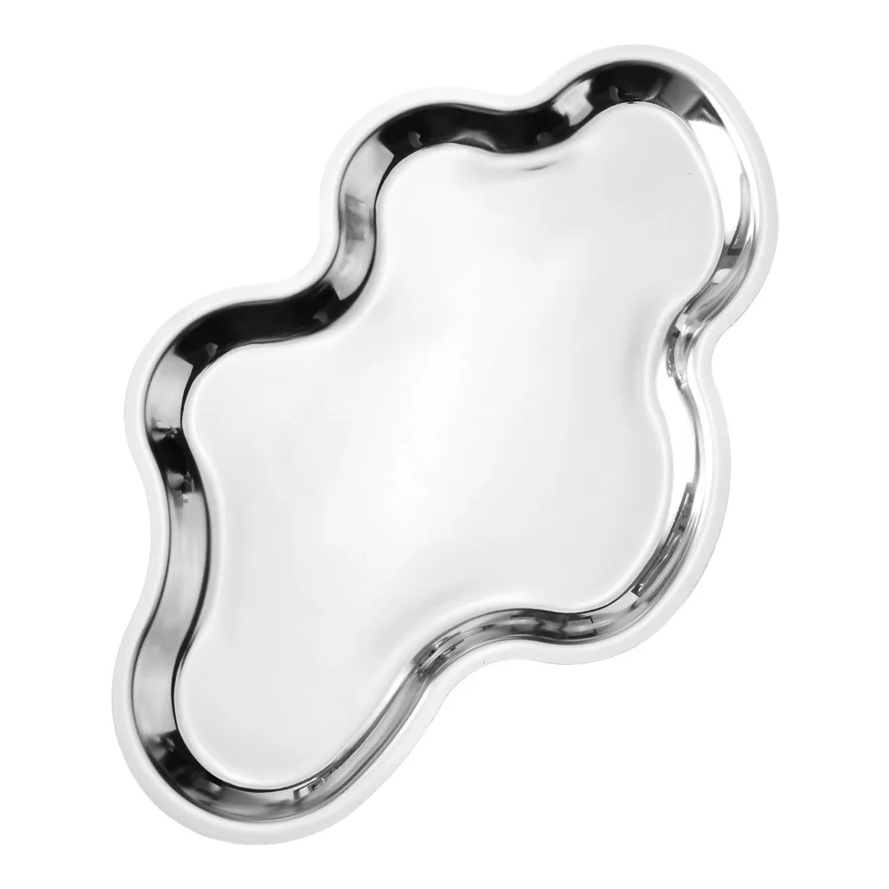 Stainless Steel Cloud Shaped Storage Tray Rust-proof Ornament Jewelry Organizer Easy To Clean Space Saving Decorative Tray