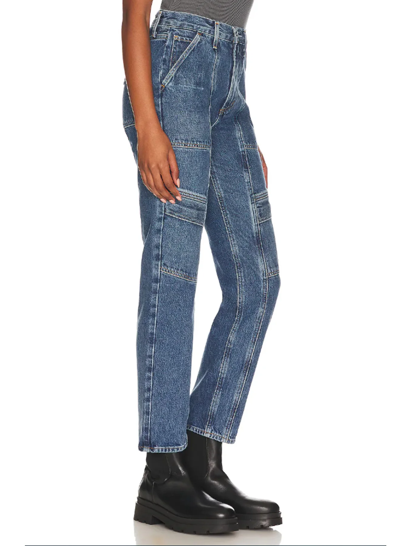 

Женские синие джинсовые брюки с высокой талией в стиле ретро, маленькие прямые брюки