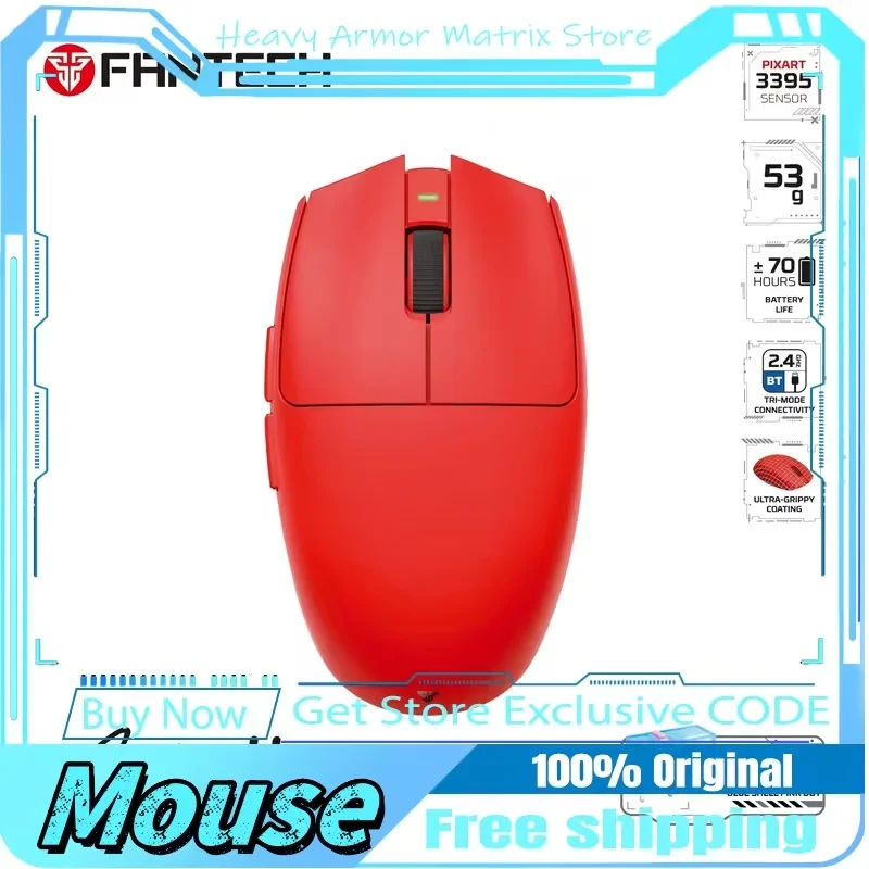 

Hot Sale Fantech Ariall Xd7v2 Wireless Game Mouse Ultralight 53g Pixart Paw3395 Sensor Huano 80 Million Clicks Non-Slip Coating