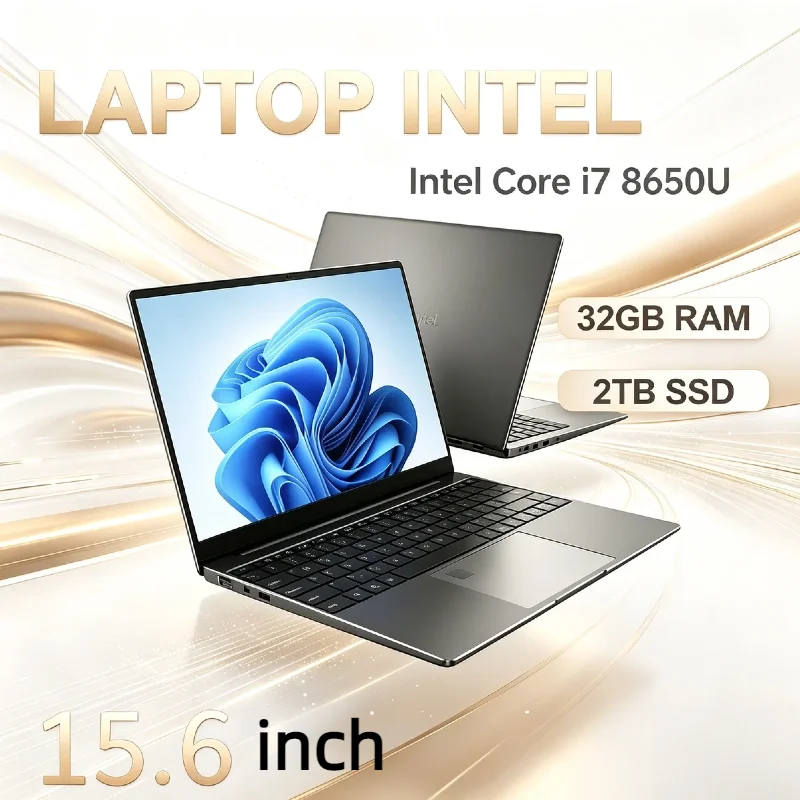 15.6 Inch Ultra Slim Portable Gaming Notebook PC Intel i7-8650U 1920*1080 FHD Screen 32GB RAM 2TB SSD Daily Work Laptop