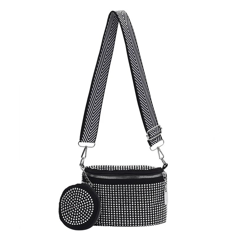 Bolso de mano minimalista con diamantes para mujer, bandolera cruzada Diagonal, bolso de teléfono a la moda, novedad de 2024