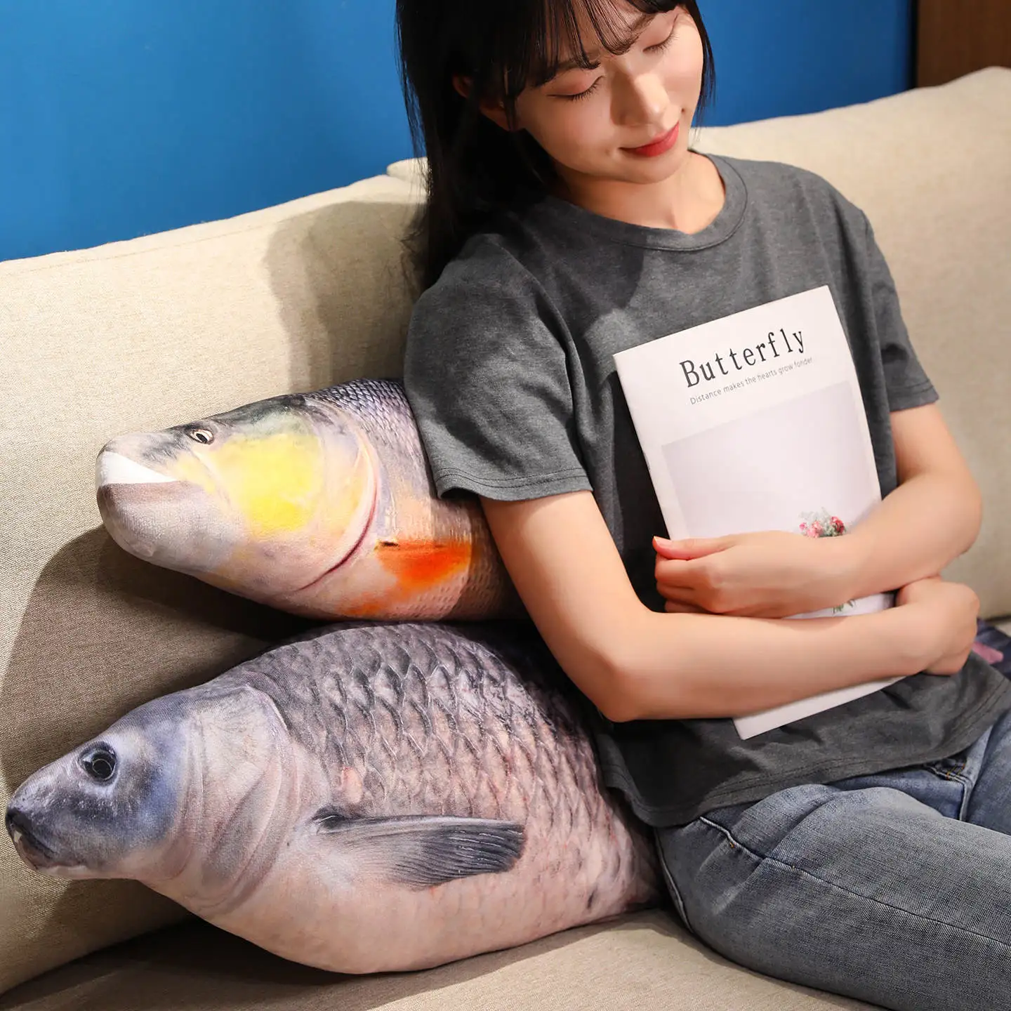 محاكاة الأسماك ألعاب من القطيفة رأس الأفعى الرنجة وسادة النوم أريكة رئيس وسادة المزحة صديق دمية