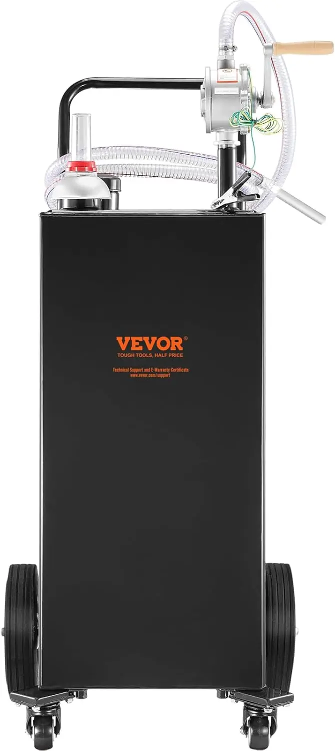 

Fuel Caddy 30 Gallon, Portable Caddy Fuel Storage Tank with 4 Wheels & Manual Transfer Pump, Diesel Fuel Container