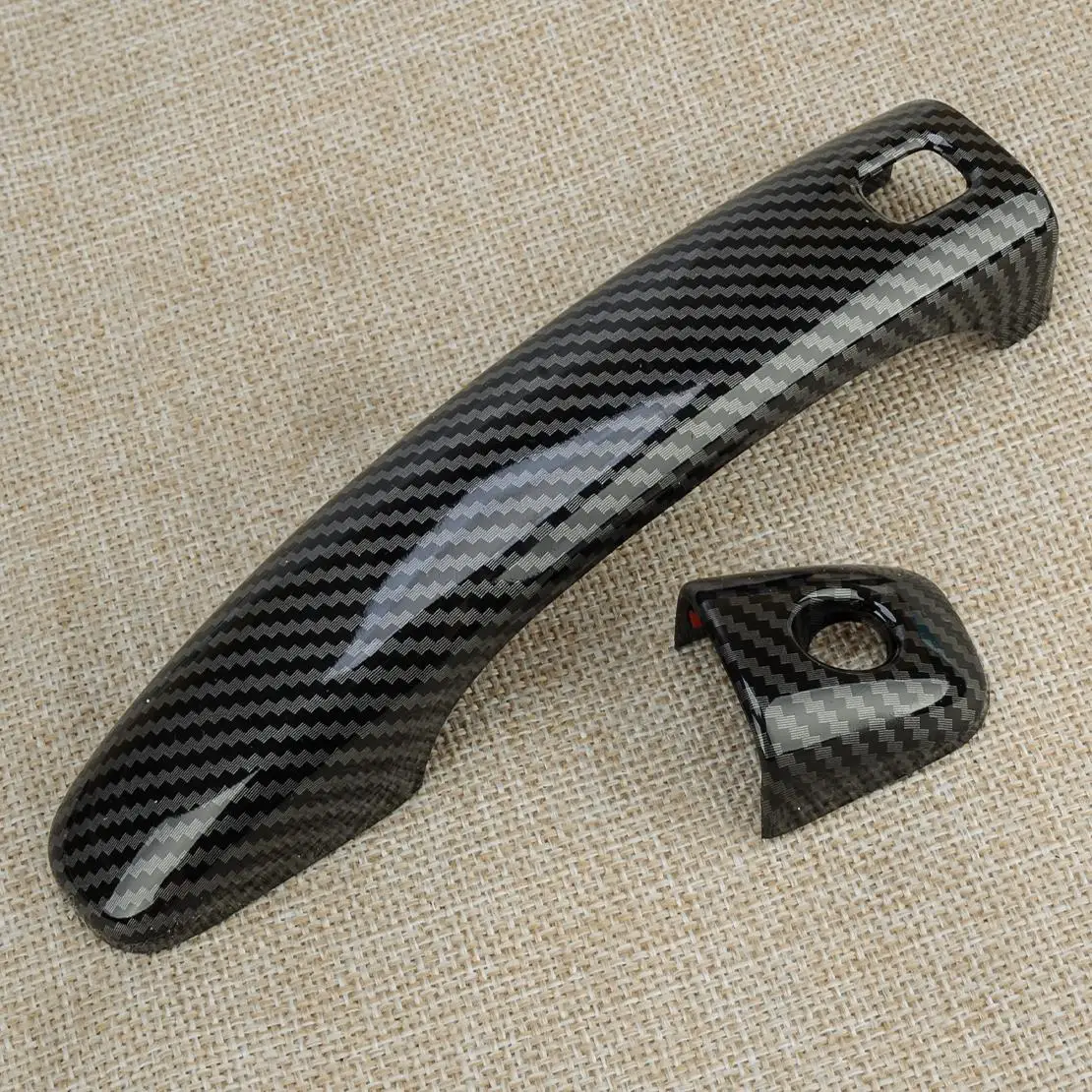 1 Pair Car Left Right Door Handle Cover Trim Smart Hole Fit for Audi A5 Coupe Convertible 2010-2015 2016 2017 Carbon Fiber Style