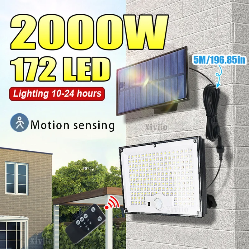 

Solar Lights Outdoor with Lights Reflector and 3 Lighting Modes Solar Motion Sensor Wall Lights IP65 Waterproof for Garden Yard