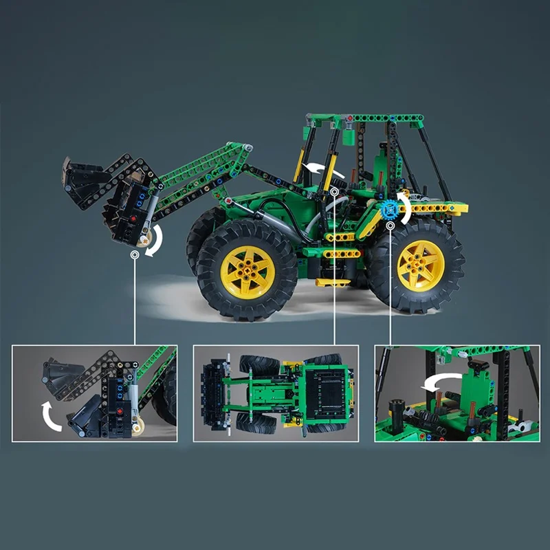 1357ピース MOC Bモデル バックホーローダー テクニカルビルディングブロック 建築組み立て DIY クリスマスギフト クリエイティブトイアイデア ブロック