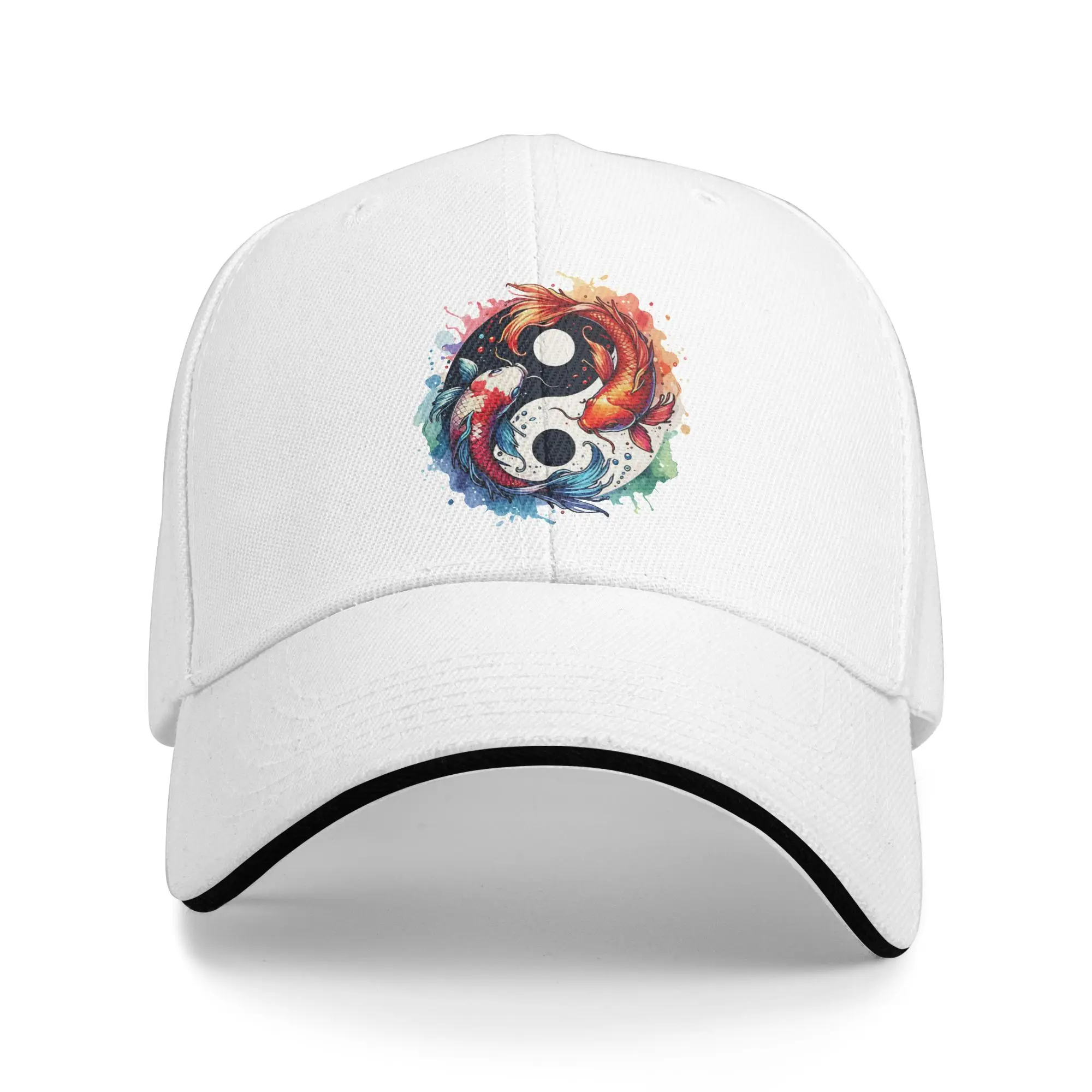 Japanese Yin Yang Koi Fish Sun Baseball Cap Summer Women Men  Design Hip Hop Hats Sun-Proof Casual Tennis Skate Snapback Cap