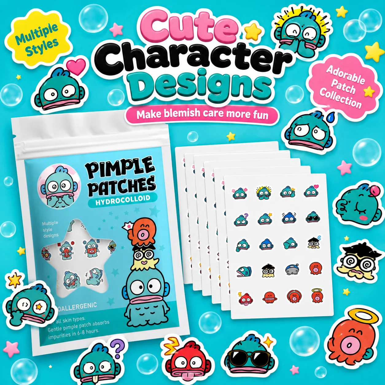 100/20PCS Cute Clownfish Hydro - огляд і ціна Hydrocolloid Pimple Patch