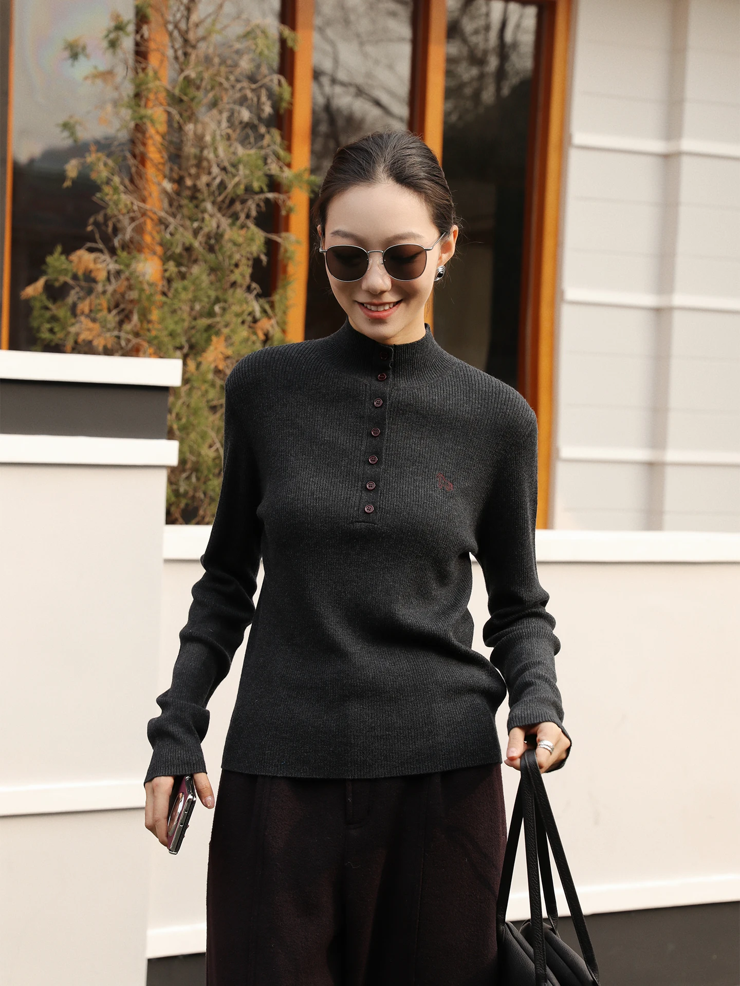 

Casual Wool Knitted Sweater Women's f High Collar Embroidered Slim Fit Winter New Sle Comfortable Soft Polyester Blend
