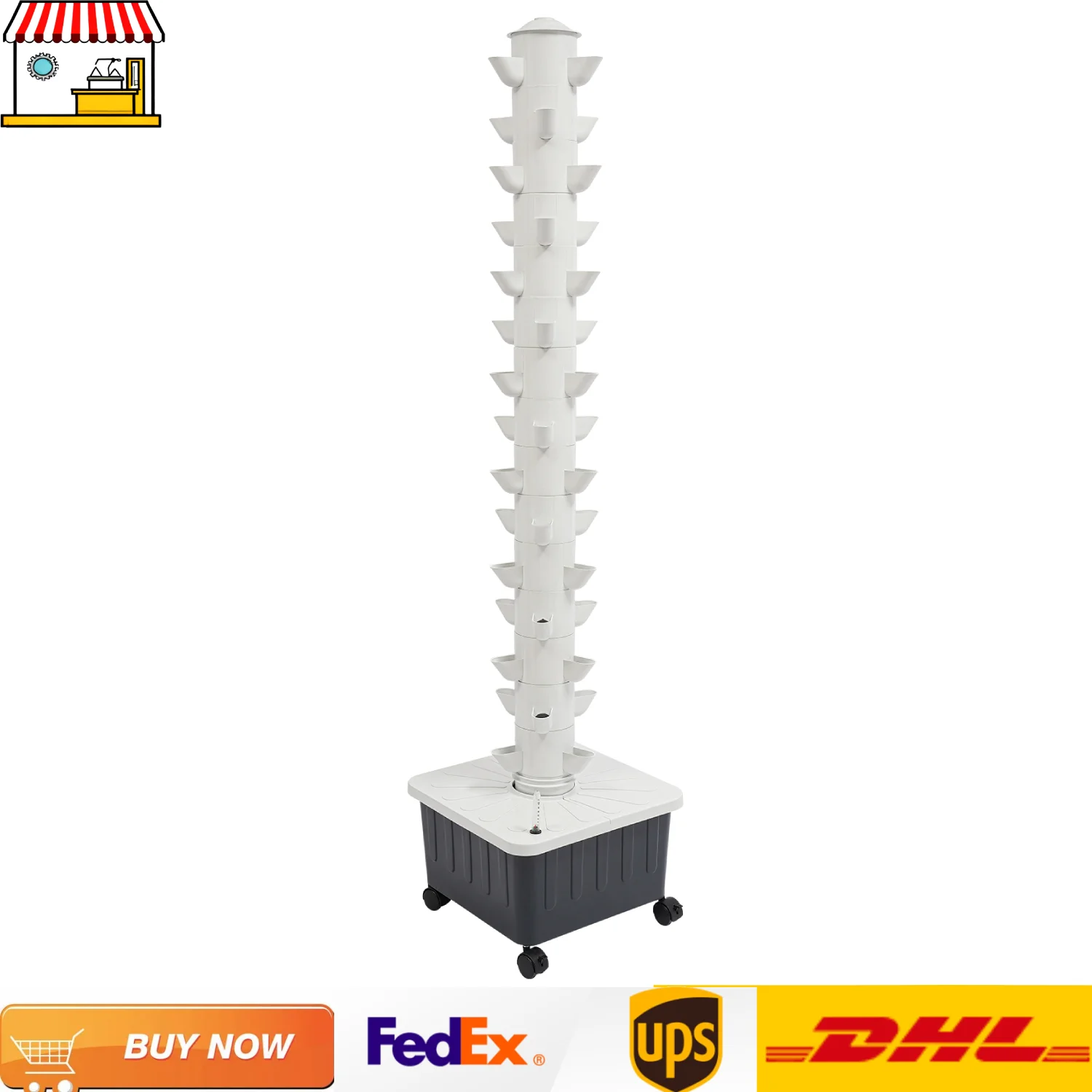 

45 Holes Hydroponic System with Wheels, Water Pump| Earthless Growing System| Aeroponics Tower