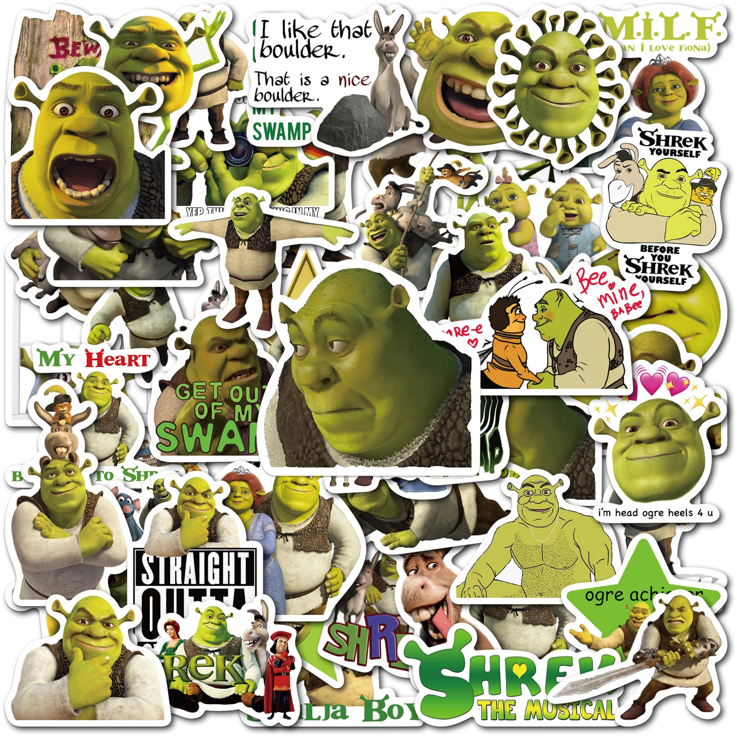 10/50Pcs Cartoon Monster Shrek Stickers Pack Bicycle Luggage Fridge Phone Notebook Anime Disney Stickers Kid Decal Gift Decal