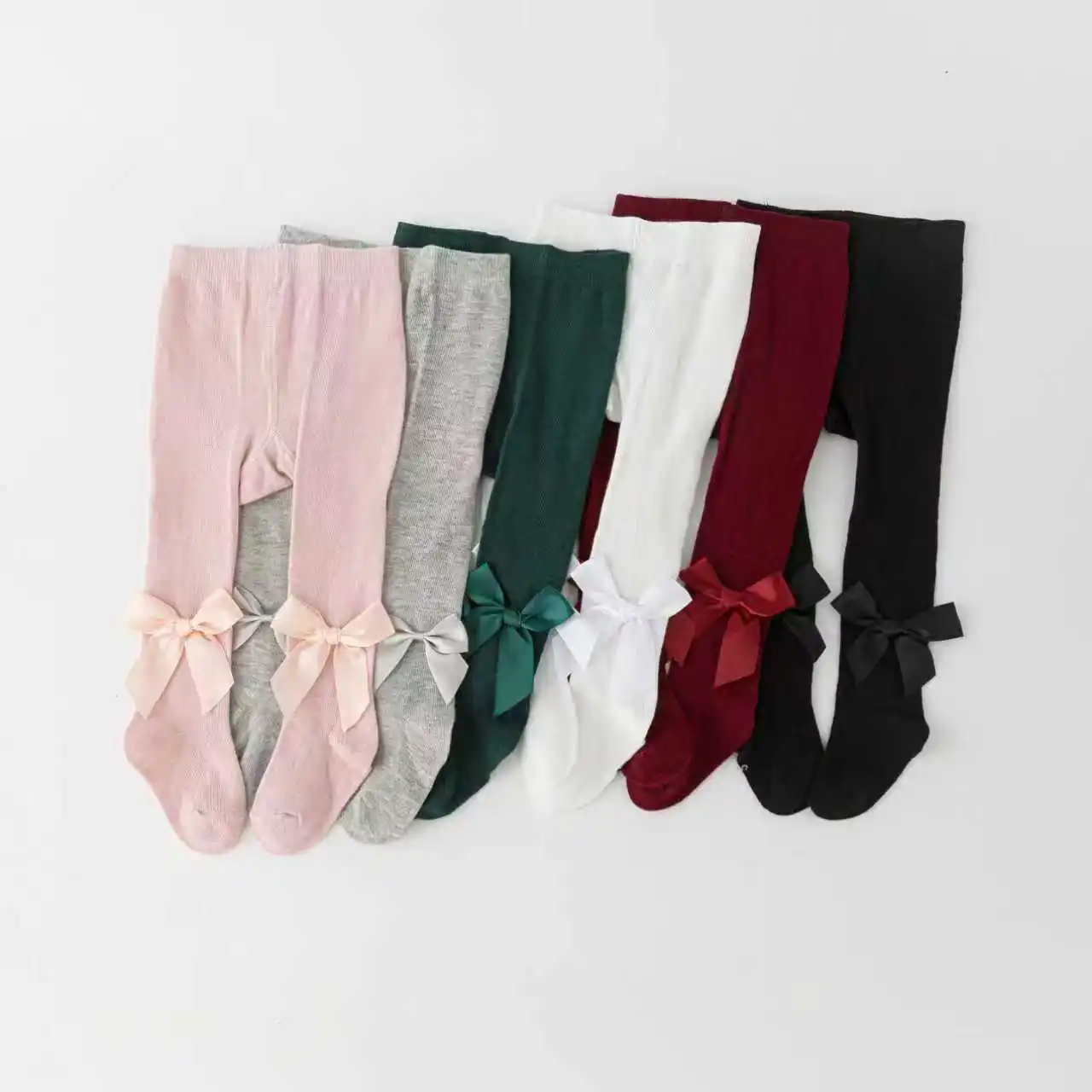 0-2 Yrs Children Spring Autumn Winter Bowknot Tights Cotton Baby Girls Pantyhose Kids Knitted Collant Tights For Baby Girls