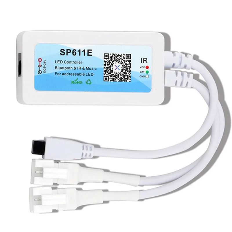 ABMH-3X SP611E WS2812B WS2811 Bluetooth Music LED Strip Controller IR38 Keys Remote APP For Addressable LED Lighting DC5V-24V