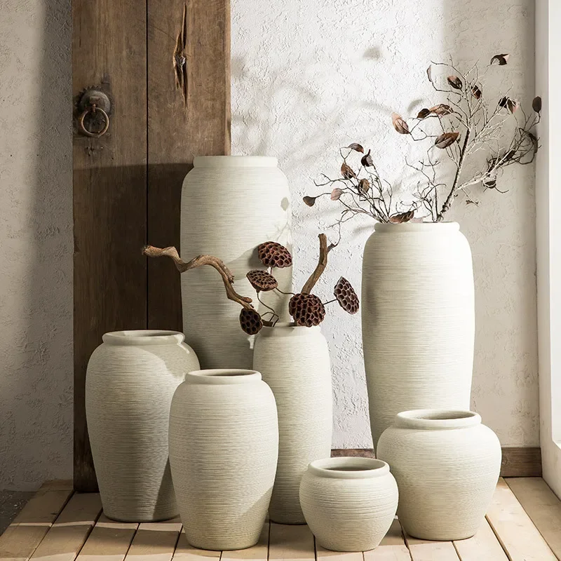 

Jingdezhen ceramic vase Nordic living room flower arrangement dried flower white floor ceramic pot modern simple