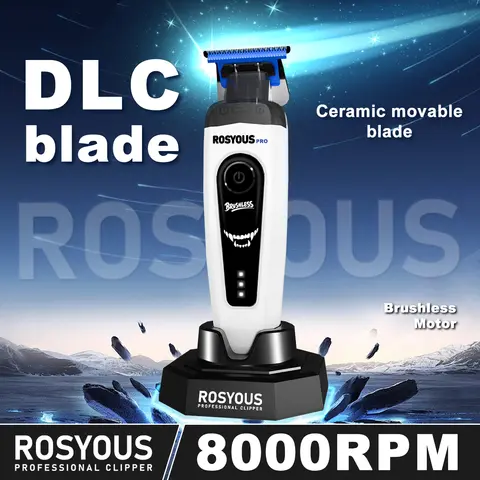 ROSYOUS RSpro-202 Hair Trimmer for Men DLC T-Blade 8000RPM Brushless Motor with Base Charger Professional Hair Cutting Machine