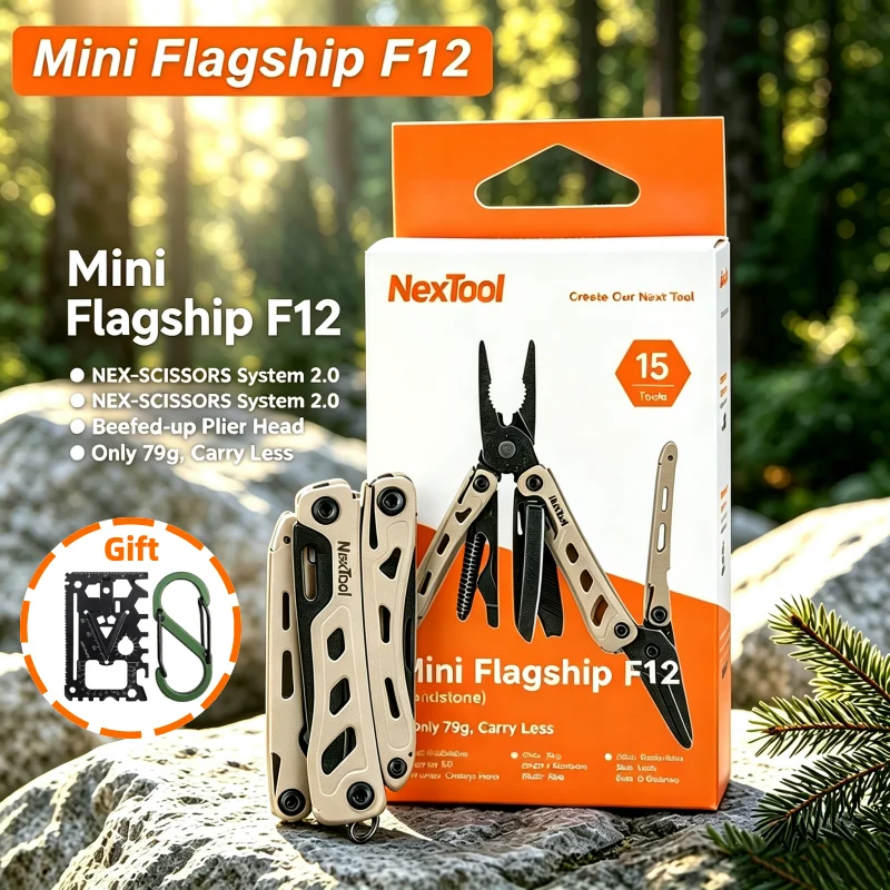 NexTool Keychain Mini Flagship F12 Folding Multi Tool 13 In 1 Screwdriver Pliers File Ruler Bottle Opener Scissors EDC Hand Tool