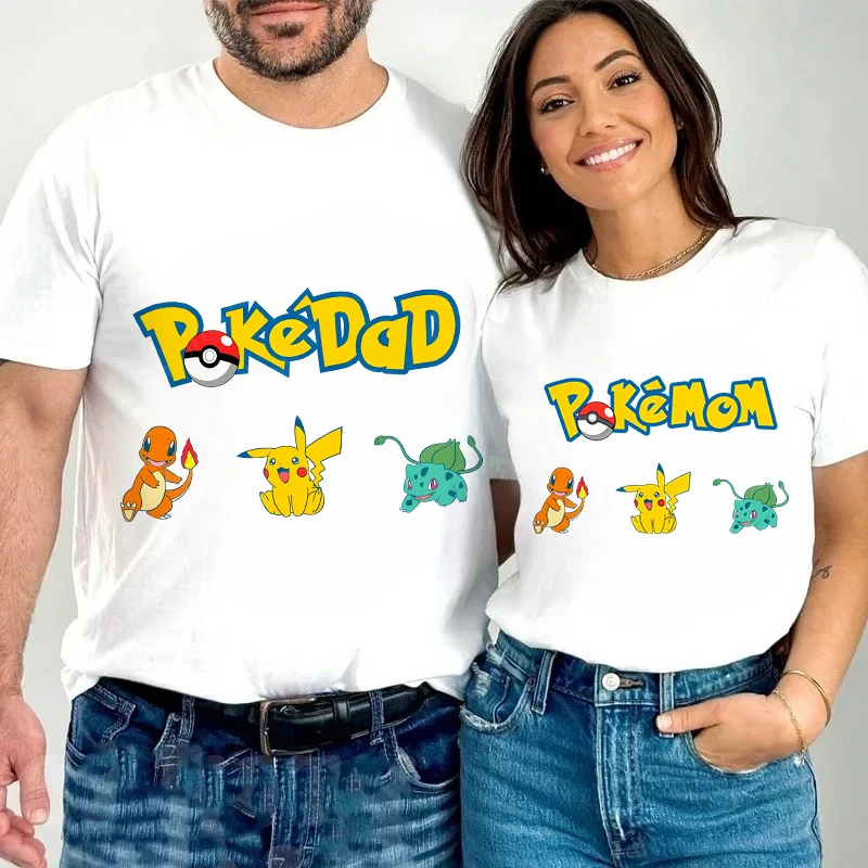 Camisetas para Hombre y Mujer, Camisetas de Moda con Estampado de Anime y Dibujos Animados de Pokemon, Camiseta de Manga Corta para Parejas, Camiseta de Algodón para Verano, Ropa para Adultos